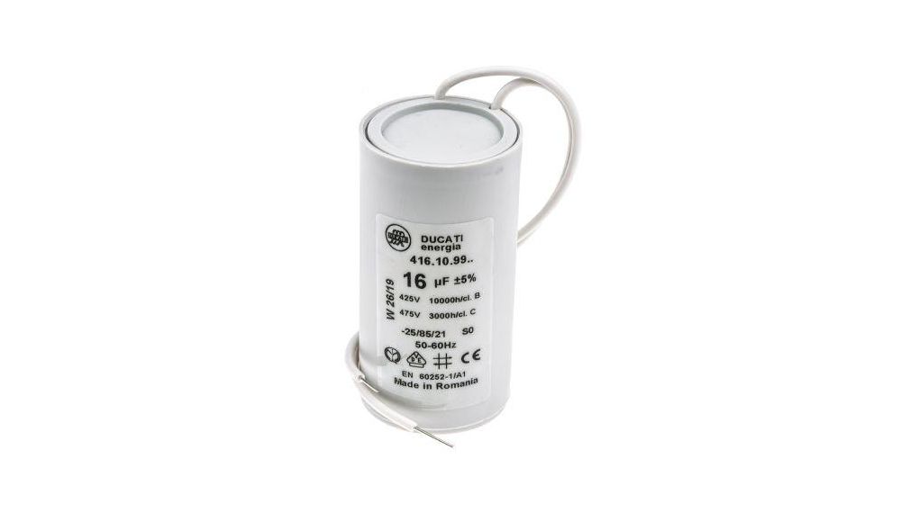 4.16.10 Polypropylene Film Capacitor, 450V ac, ±5%, 16uF, Plug In